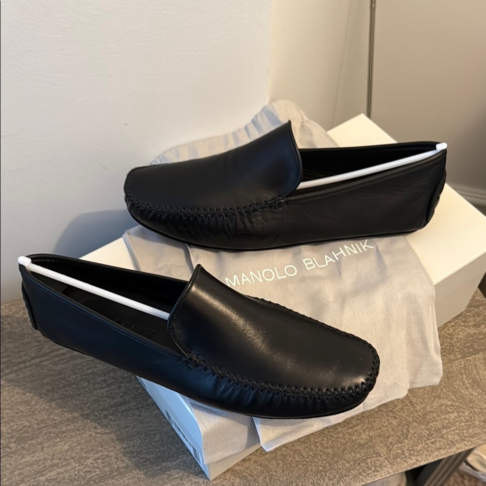 Manolo Blahnik Black Leather Mayfair Men's Shoes